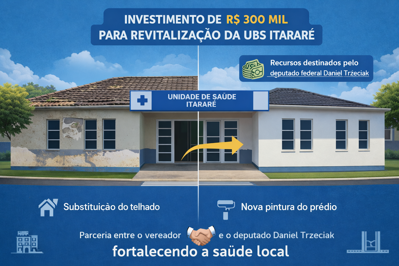 Emenda de R$ 300 mil garante reforma da UBS Itararé após articulação do vereador Givago